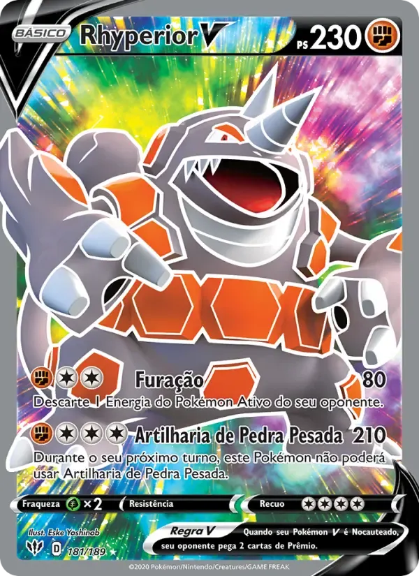 Rhyperior V — Escuridão Incandescente 181 Portuguese Pokémon card