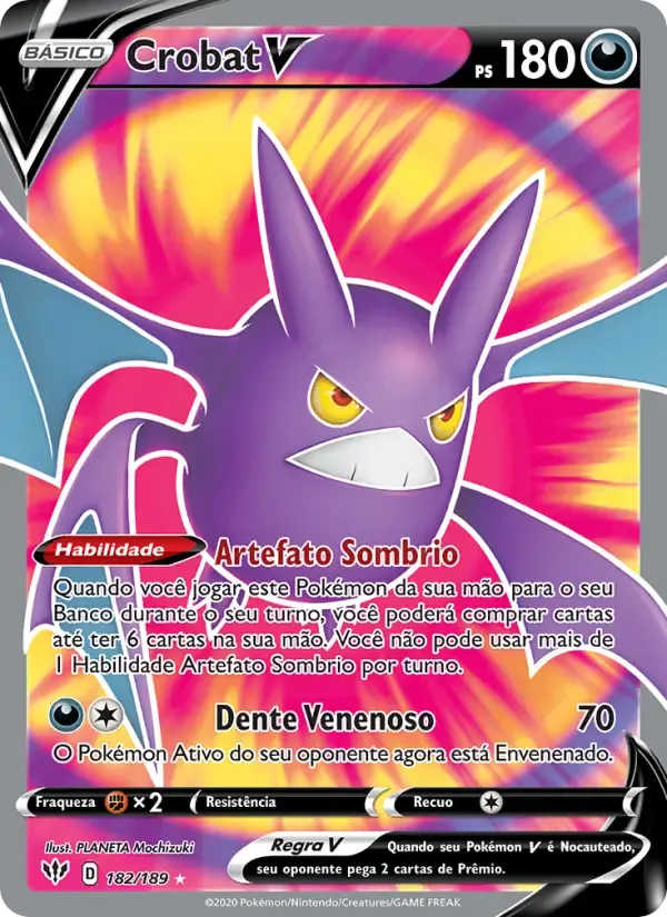 Crobat V — Escuridão Incandescente 182 Portuguese Pokémon card