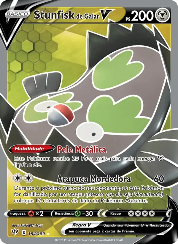 Stunfisk de Galar V — Escuridão Incandescente 184 Portuguese Pokémon card