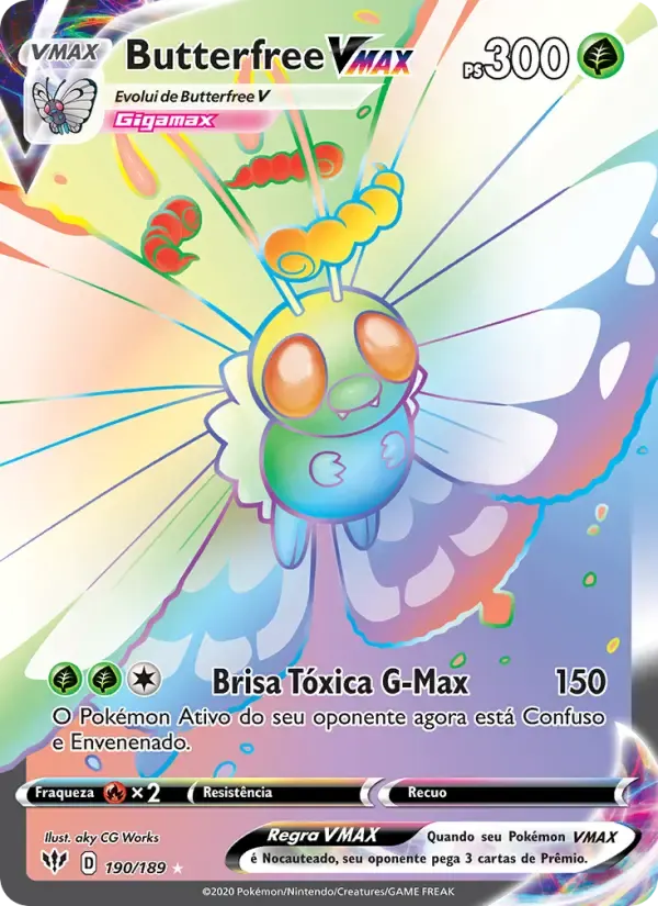 Butterfree VMAX — Escuridão Incandescente 190 Portuguese Pokémon card