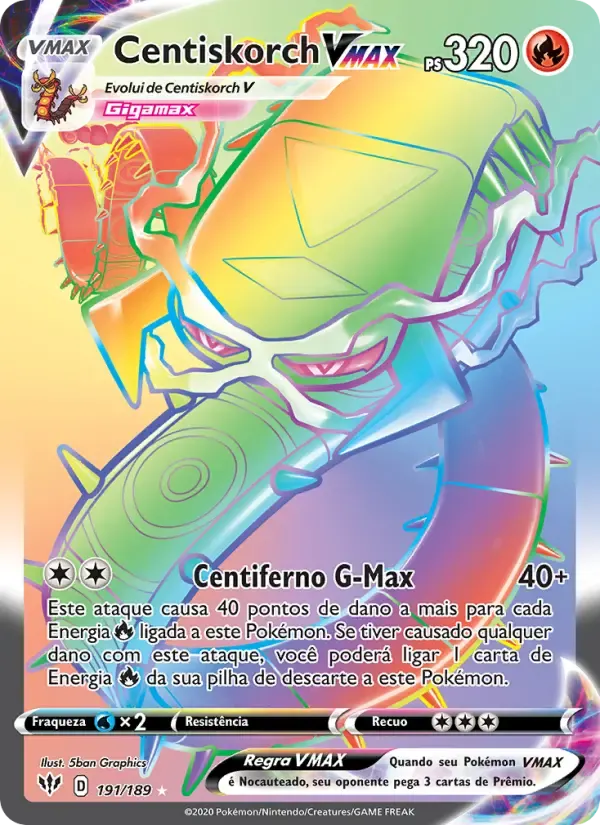 Centiskorch VMAX — Escuridão Incandescente 191 Portuguese Pokémon card