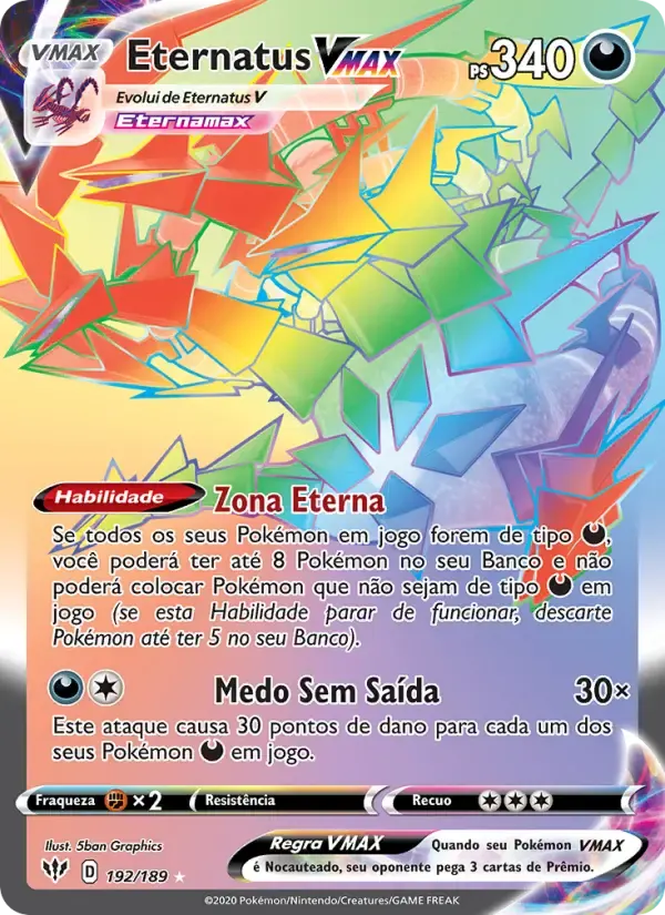 Eternatus VMAX — Escuridão Incandescente 192 Portuguese Pokémon card