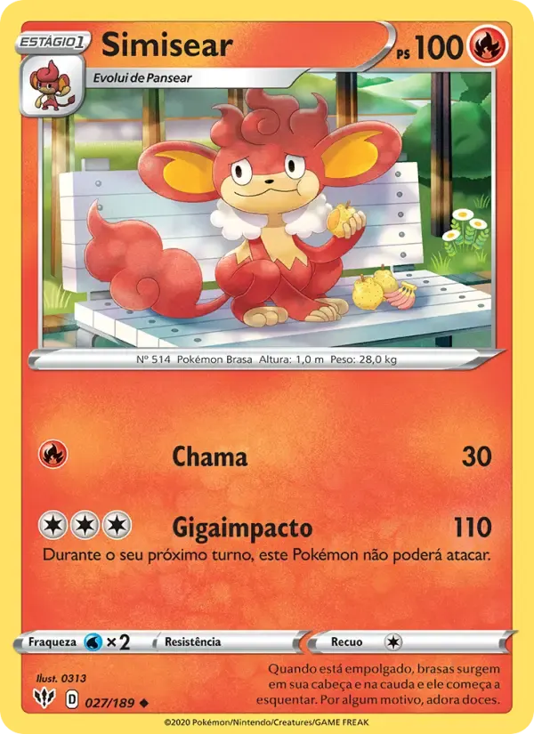 Simisear — Escuridão Incandescente 27 Portuguese Pokémon card