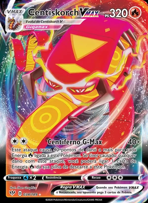 Centiskorch VMAX — Escuridão Incandescente 34 Portuguese Pokémon card