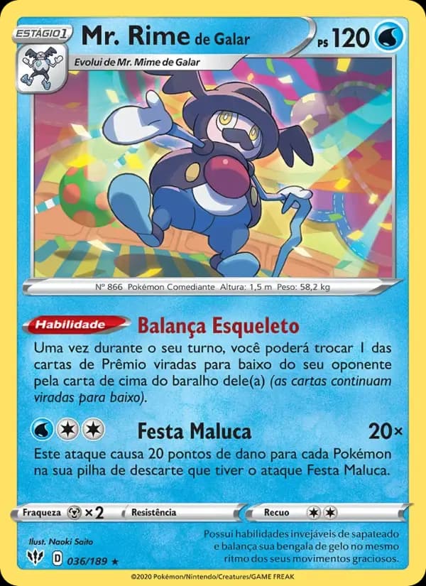Mr. Rime de Galar — Escuridão Incandescente 36 Portuguese Pokémon card