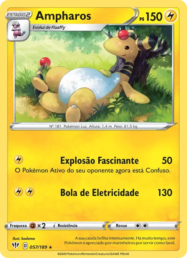 Ampharos — Escuridão Incandescente 57 Portuguese Pokémon card