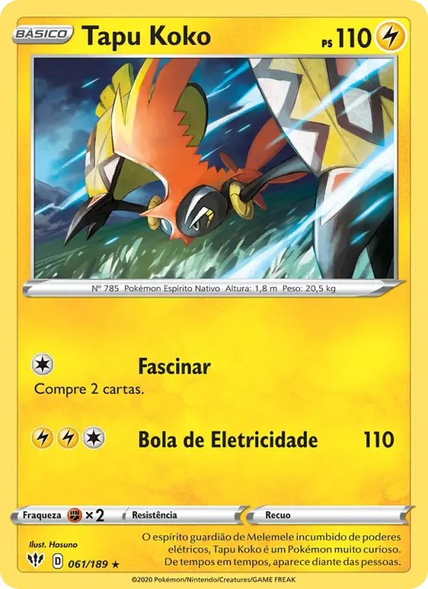 Tapu Koko — Escuridão Incandescente 61 Portuguese Pokémon card
