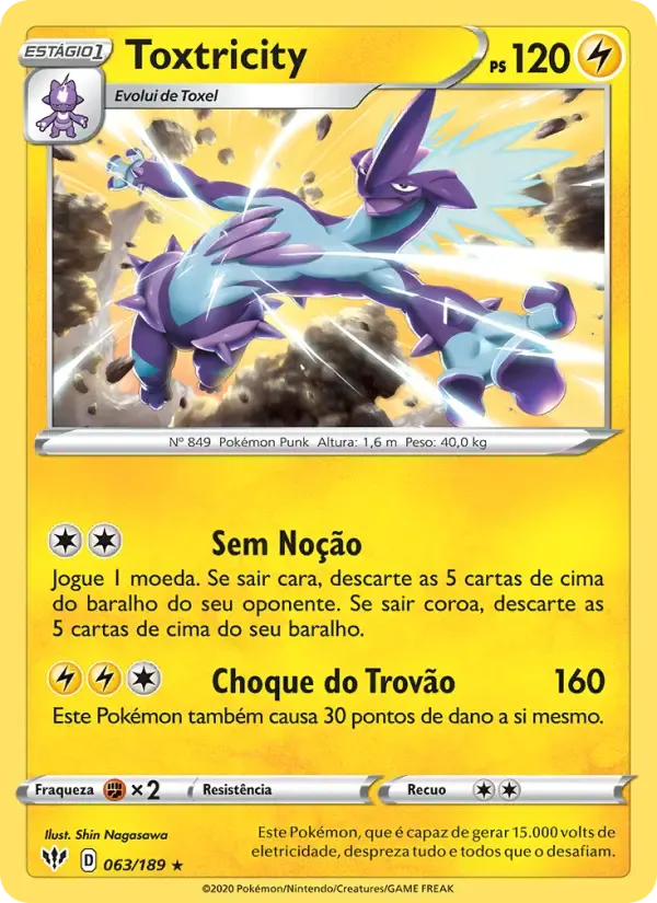 Toxtricity — Escuridão Incandescente 63 Portuguese Pokémon card