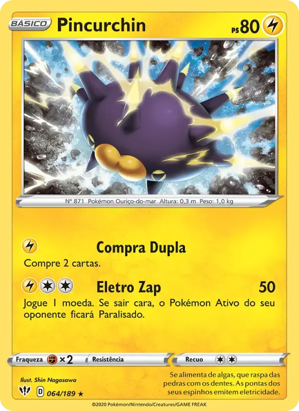 Pincurchin — Escuridão Incandescente 64 Portuguese Pokémon card