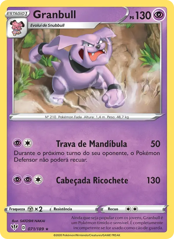 Granbull — Escuridão Incandescente 71 Portuguese Pokémon card