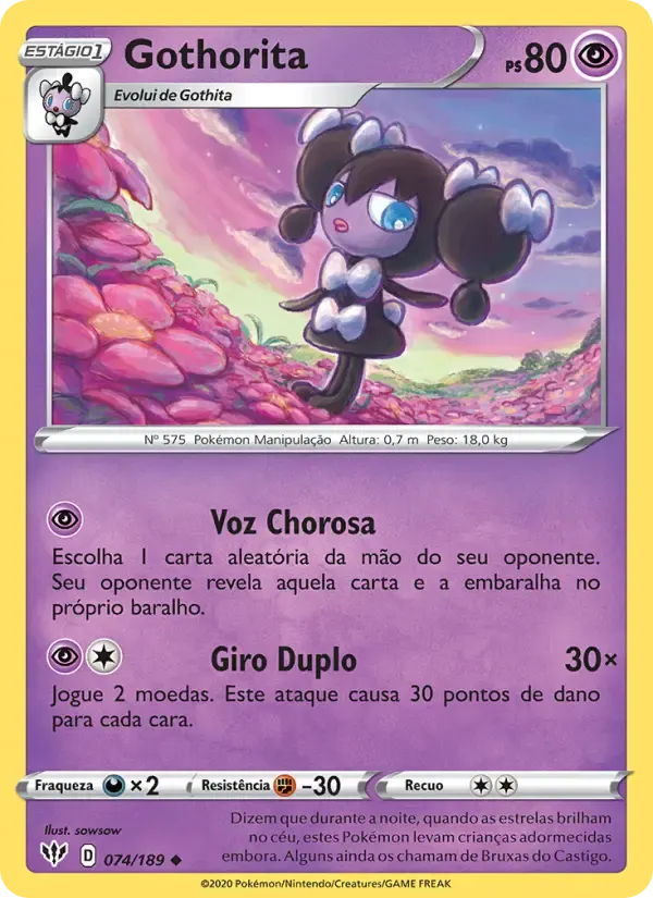 Gothorita — Escuridão Incandescente 74 Portuguese Pokémon card