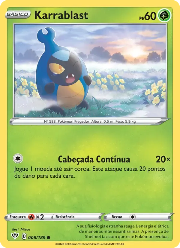 Karrablast — Escuridão Incandescente 8 Portuguese Pokémon card