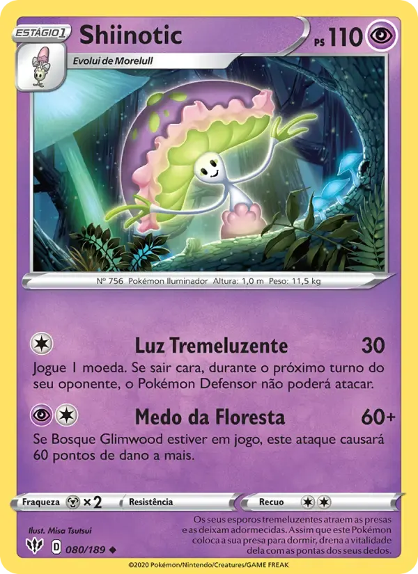 Shiinotic — Escuridão Incandescente 80 Portuguese Pokémon card