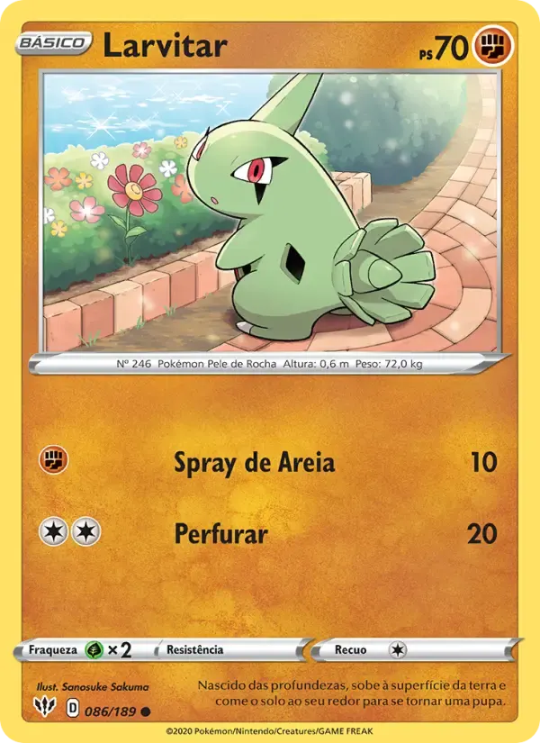 Larvitar — Escuridão Incandescente 86 Portuguese Pokémon card