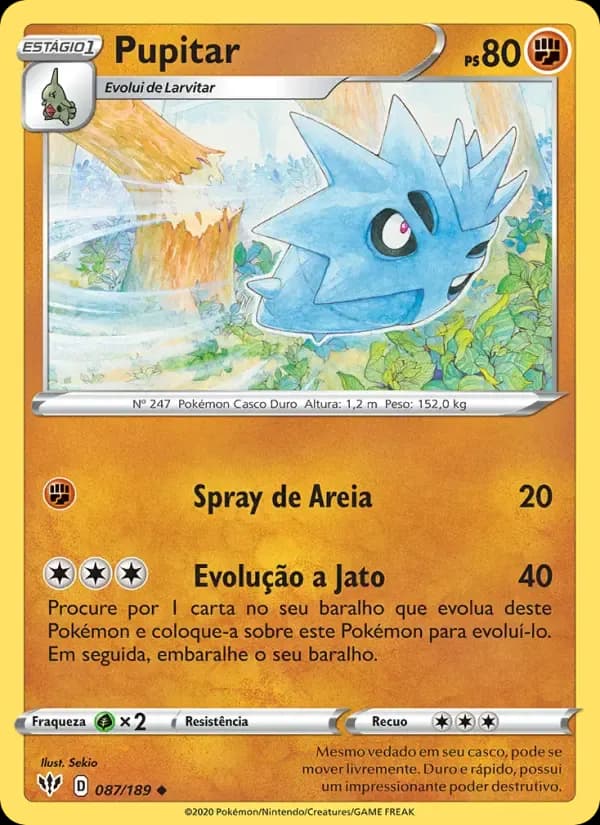Pupitar — Escuridão Incandescente 87 Portuguese Pokémon card