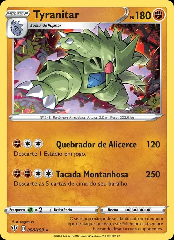 Tyranitar — Escuridão Incandescente 88 Portuguese Pokémon card