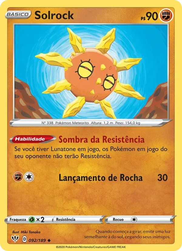Solrock — Escuridão Incandescente 92 Portuguese Pokémon card