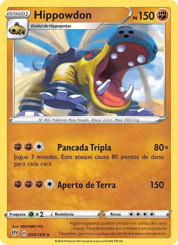 Hippowdon — Escuridão Incandescente 94 Portuguese Pokémon card