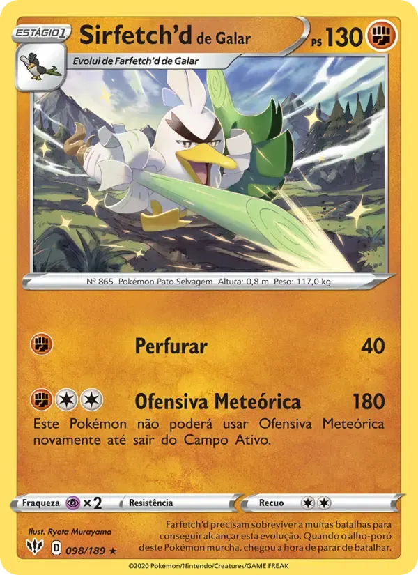 Sirfetch'd de Galar — Escuridão Incandescente 98 Portuguese Pokémon card