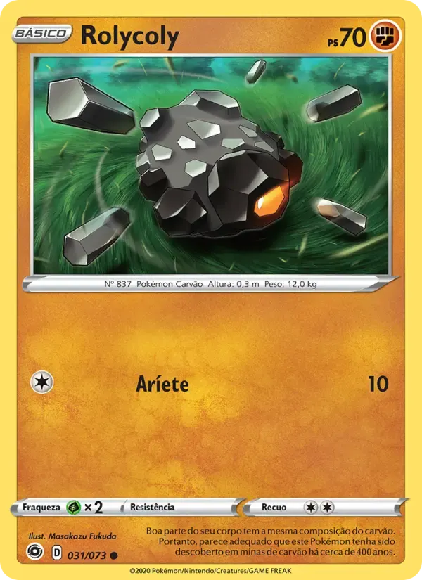 Rolycoly — Caminho do Campeão 31 Portuguese Pokémon card