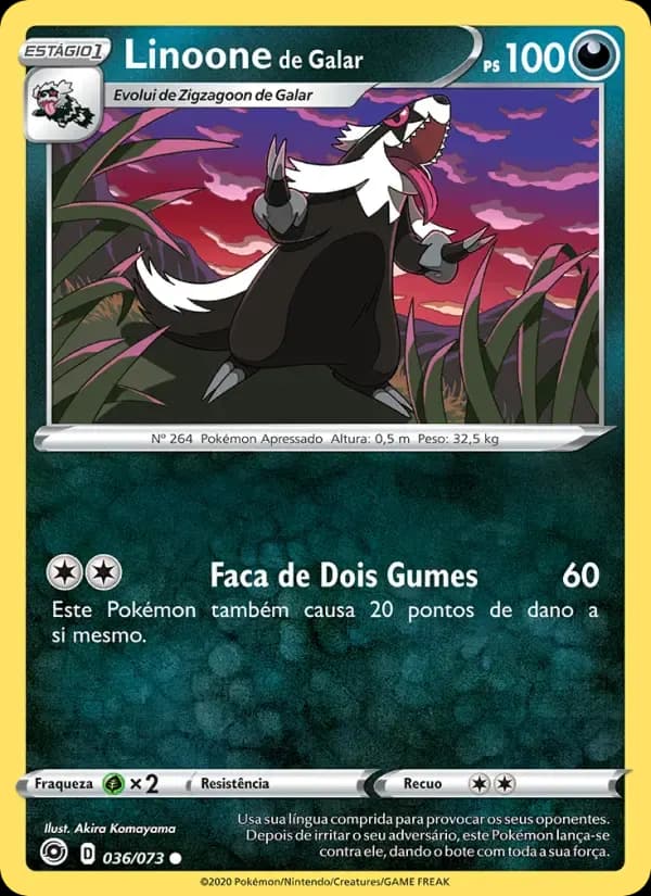 Linoone de Galar — Caminho do Campeão 36 Portuguese Pokémon card