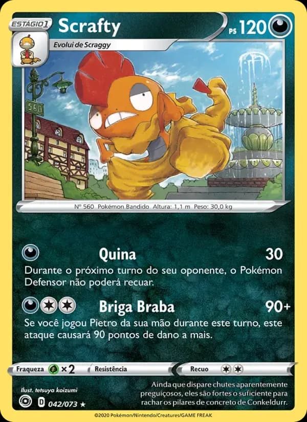 Scrafty — Caminho do Campeão 42 Portuguese Pokémon card