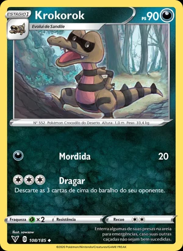 Krokorok — Voltagem Vívida 108 Portuguese Pokémon card