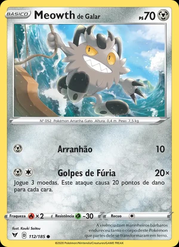 Meowth de Galar — Voltagem Vívida 112 Portuguese Pokémon card