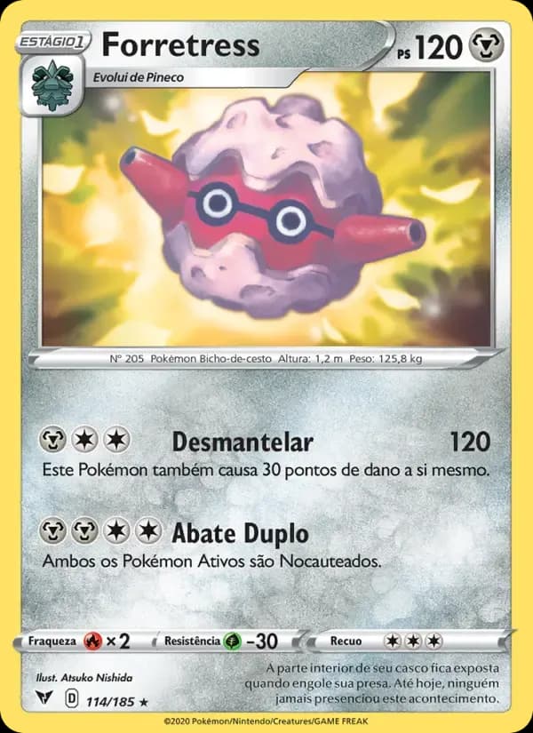 Forretress — Voltagem Vívida 114 Portuguese Pokémon card