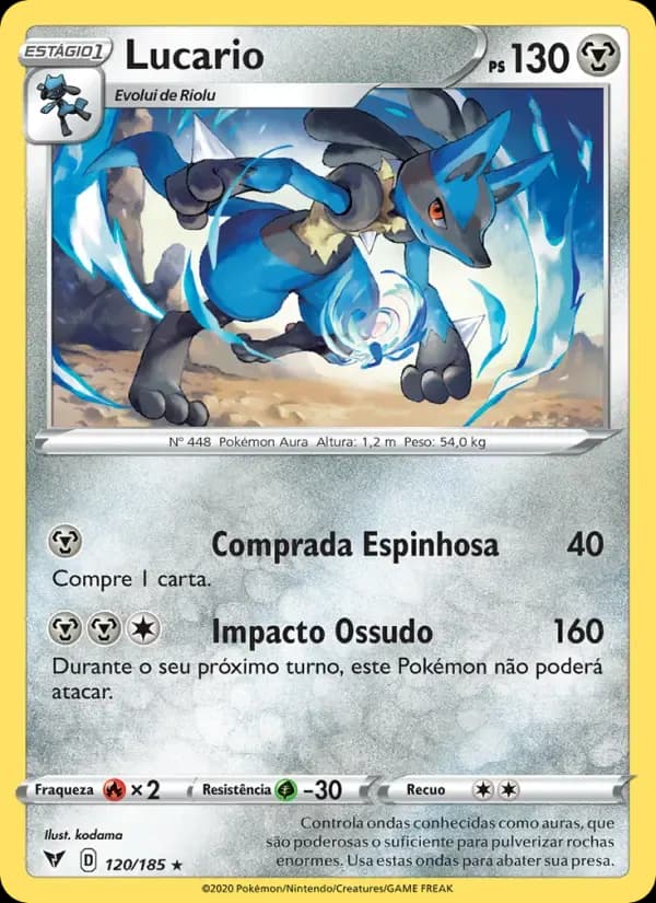 Lucario — Voltagem Vívida 120 Portuguese Pokémon card