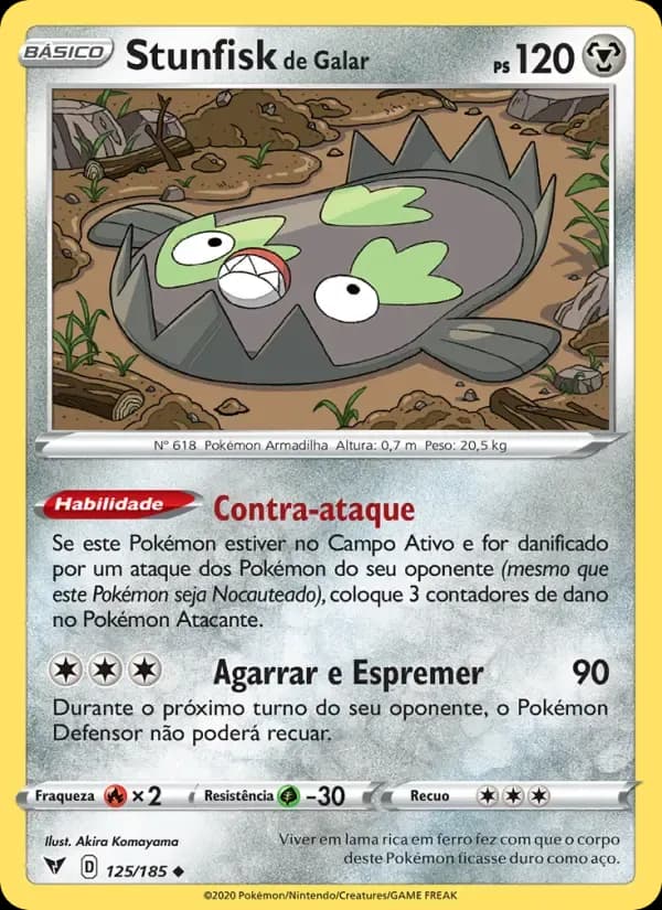 Stunfisk de Galar — Voltagem Vívida 125 Portuguese Pokémon card