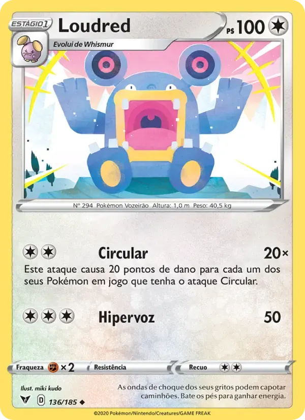 Loudred — Voltagem Vívida 136 Portuguese Pokémon card