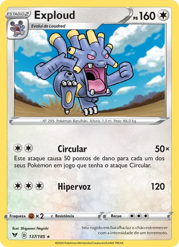 Exploud — Voltagem Vívida 137 Portuguese Pokémon card