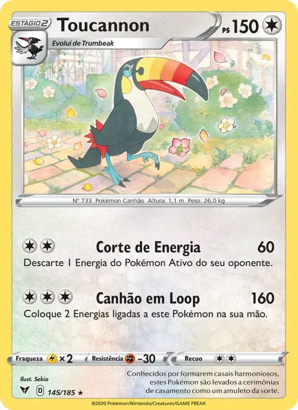 Toucannon — Voltagem Vívida 145 Portuguese Pokémon card