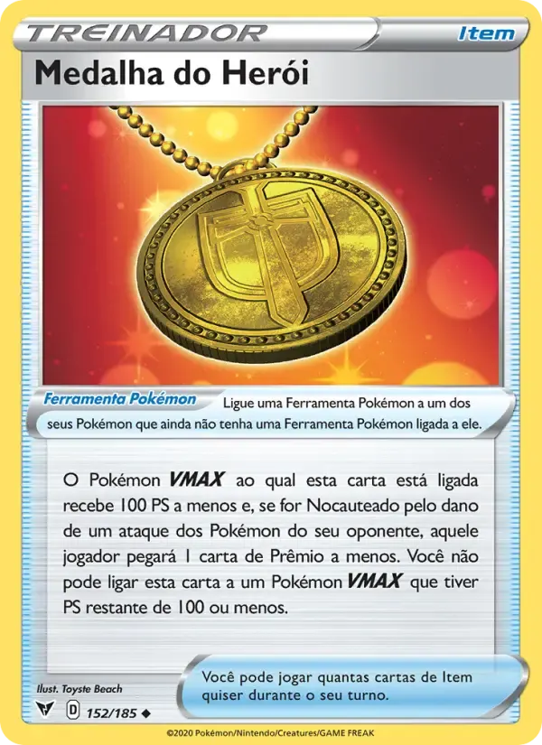 Medalha do Herói — Voltagem Vívida 152 Portuguese Pokémon card