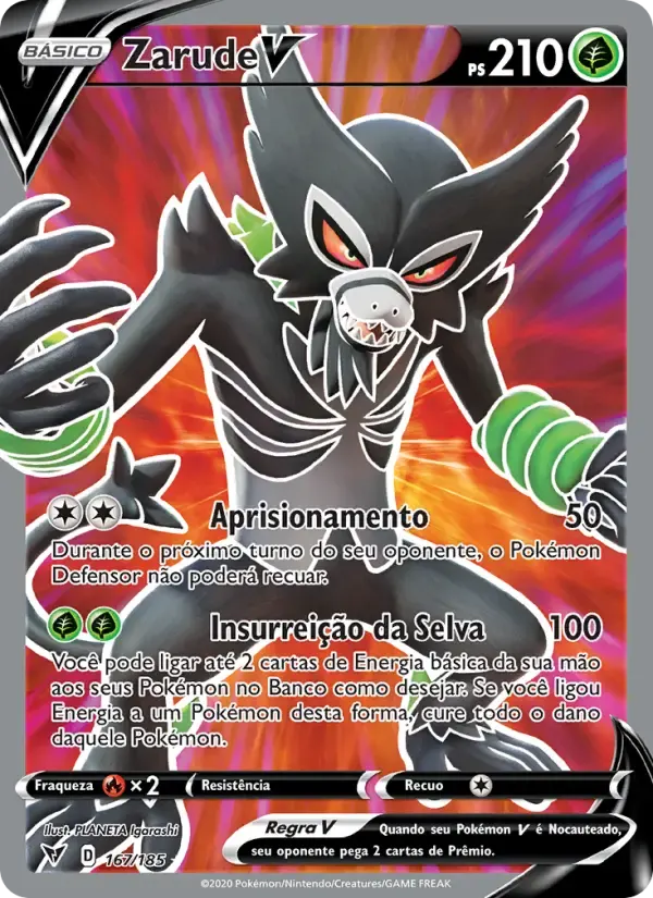 Zarude V — Voltagem Vívida 167 Portuguese Pokémon card
