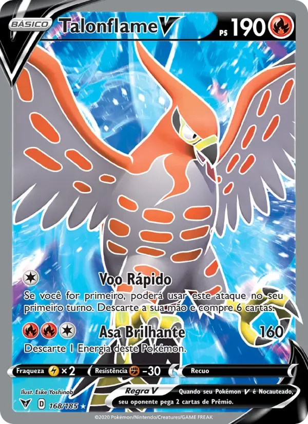 Talonflame V — Voltagem Vívida 168 Portuguese Pokémon card