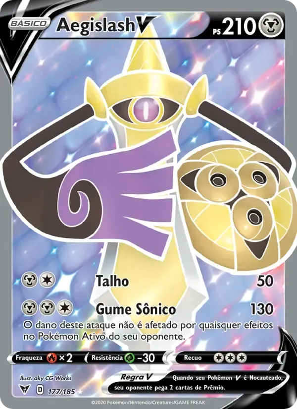 Aegislash V — Voltagem Vívida 177 Portuguese Pokémon card