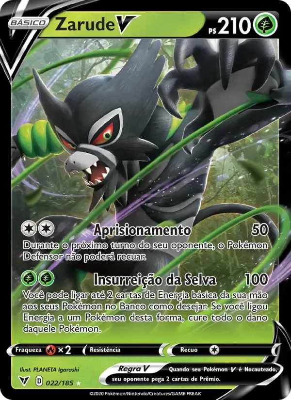 Zarude V — Voltagem Vívida 22 Portuguese Pokémon card
