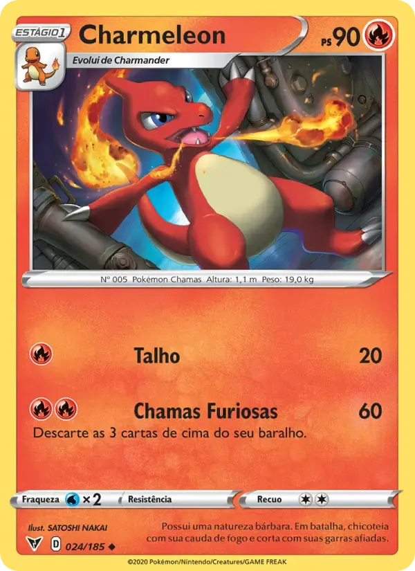 Charmeleon — Voltagem Vívida 24 Portuguese Pokémon card