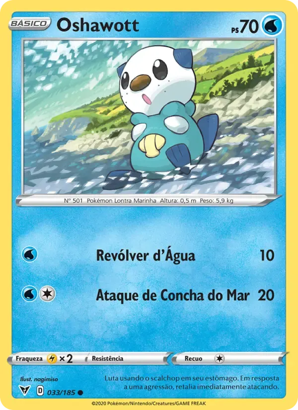 Oshawott — Voltagem Vívida 33 Portuguese Pokémon card