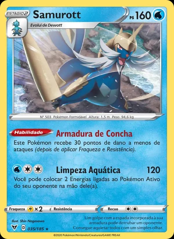 Samurott — Voltagem Vívida 35 Portuguese Pokémon card