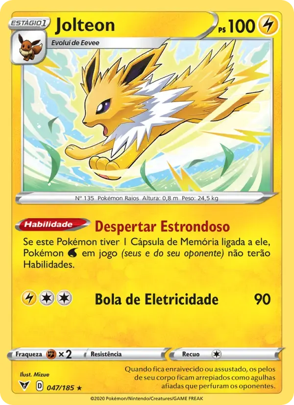 Jolteon — Voltagem Vívida 47 Portuguese Pokémon card