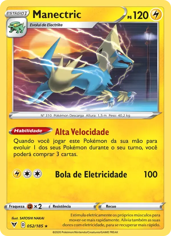 Manectric — Voltagem Vívida 52 Portuguese Pokémon card