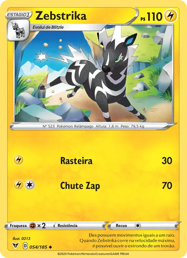 Zebstrika — Voltagem Vívida 54 Portuguese Pokémon card