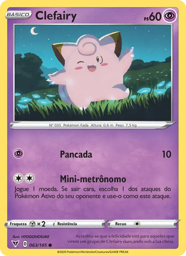 Clefairy — Voltagem Vívida 63 Portuguese Pokémon card
