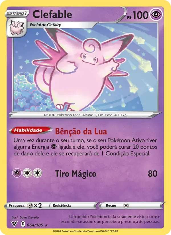 Clefable — Voltagem Vívida 64 Portuguese Pokémon card