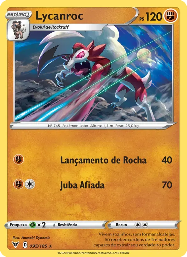 Lycanroc — Voltagem Vívida 95 Portuguese Pokémon card