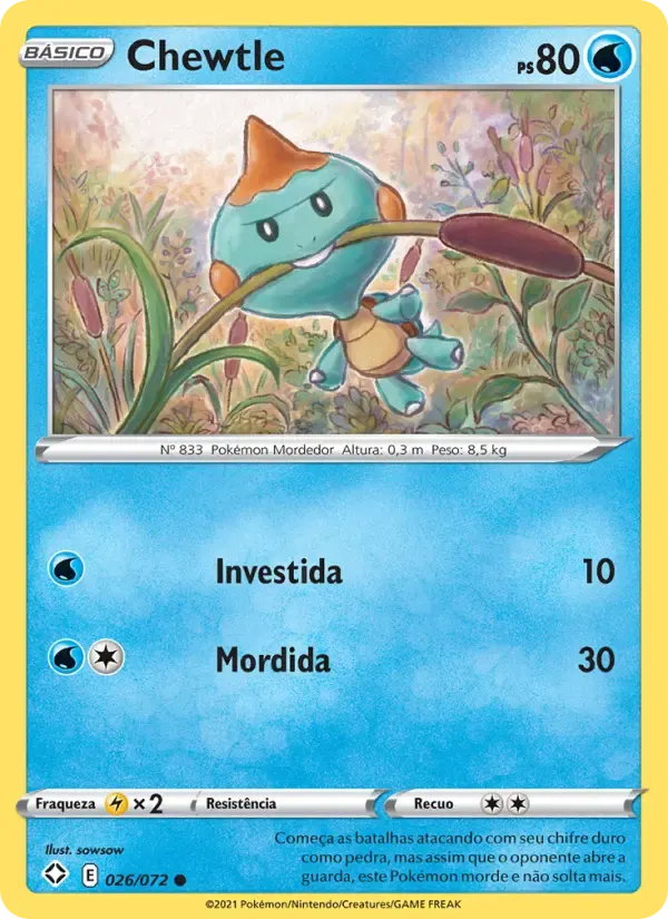 Chewtle — Destinos Brilhantes 26 Portuguese Pokémon card