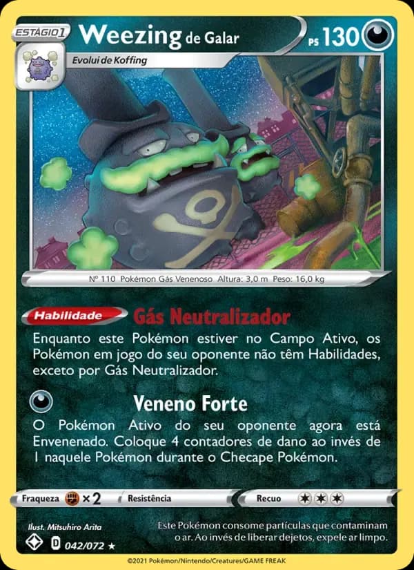 Weezing de Galar — Destinos Brilhantes 42 Portuguese Pokémon card